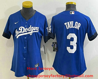 Women's Los Angeles Dodgers #3 Chris Taylor Blue 2022 Cool Base Stitched Nike Jersey