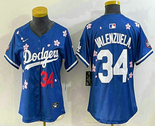 Women's Los Angeles Dodgers #34 Fernando Valenzuela Blue 2025 Tokyo Series Limited Stitched Jersey