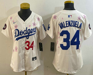 Women's Los Angeles Dodgers #34 Fernando Valenzuela Cream 2025 Tokyo Series Limited Jersey