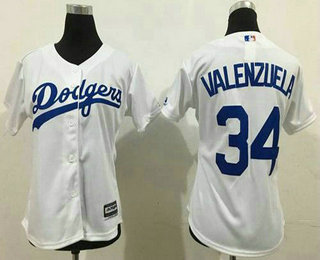 Women's Los Angeles Dodgers #34 Fernando Valenzuela White New Cool Base Jersey