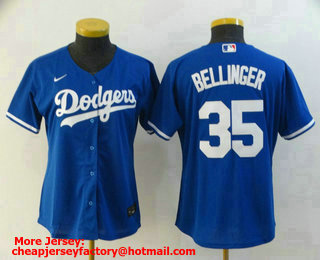 Women's Los Angeles Dodgers #35 Cody Bellinger Blue Stitched MLB Cool Base Nike Jersey