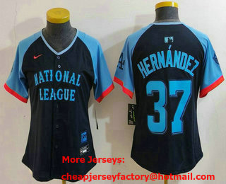 Women's Los Angeles Dodgers #37 Teoscar Hernandez Navy 2024 All Star Limited Stitched Jersey