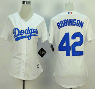 Women's Los Angeles Dodgers #42 Jackie Robinson Home White 2015 MLB Cool Base Jersey