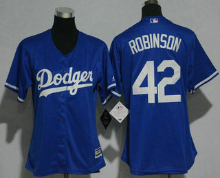 Women's Los Angeles Dodgers #42 Jackie Robinson Retired Royal Blue Stitched MLB Cool Base Jersey