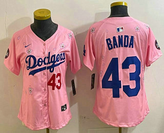 Women's Los Angeles Dodgers #43 Anthony Banda Pink 2025 Tokyo Series Limited Jersey