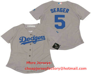 Women's Los Angeles Dodgers #5 Corey Seager Grey Stitched MLB Cool Base Jersey