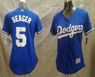 Women's Los Angeles Dodgers #5 Corey Seager Royal Blue Stitched MLB Cool Base Jersey