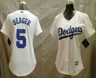 Women's Los Angeles Dodgers #5 Corey Seager White Home Stitched MLB Cool Base Jersey