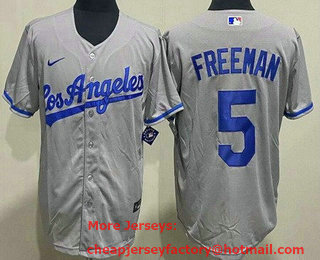 Women's Los Angeles Dodgers #5 Freddie Freeman Gray Road Cool Base Jersey