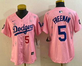 Women's Los Angeles Dodgers #5 Freddie Freeman Pink 2025 Tokyo Series Limited Jersey