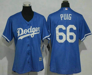 Women's Los Angeles Dodgers #66 Yasiel Puig Alternate Blue MLB Cool Base Jersey