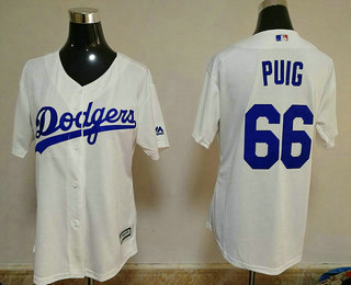Women's Los Angeles Dodgers #66 Yasiel Puig White Home Stitched MLB Cool Base MLB Jersey