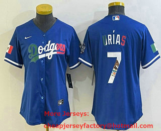 Women's Los Angeles Dodgers #7 Julio Urias Mexico Blue Cool Base Stitched Baseball Jersey