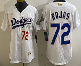 Women's Los Angeles Dodgers #72 Miguel Rojas White 2026 Gold Collection Stadium Jersey