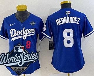 Women's Los Angeles Dodgers #8 Enrique Hernandez Blue 2025 World Series Limited Jersey