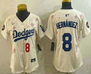 Women's Los Angeles Dodgers #8 Enrique Hernandez Cream Japanese Name 2025 Tokyo Series Limited Jersey
