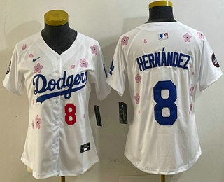 Women's Los Angeles Dodgers #8 Enrique Hernandez White 2025 Tokyo Series Limited Jersey