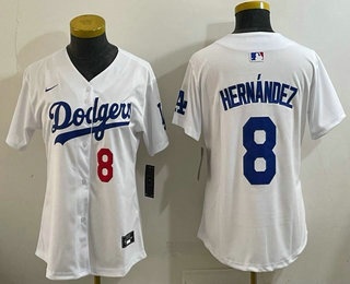 Women's Los Angeles Dodgers #8 Enrique Hernandez White Limited Jersey
