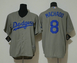 Women's Los Angeles Dodgers #8 Manny Machado Gray Stitched MLB Cool Base Jersey