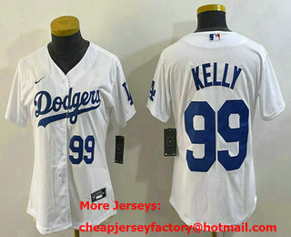 Women's Los Angeles Dodgers #99 Joe Kelly Number White Stitched Cool Base Nike Jersey 01