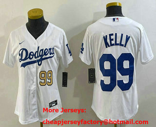Women's Los Angeles Dodgers #99 Joe Kelly Number White Stitched Cool Base Nike Jersey 03