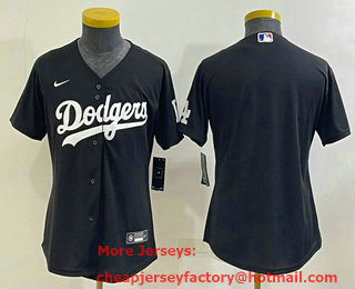 Women's Los Angeles Dodgers Blank Black Turn Back The Clock Stitched Cool Base Jersey