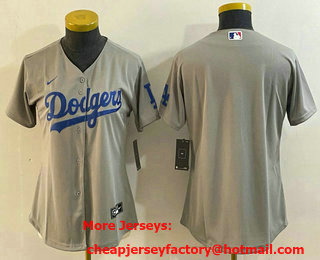 Women's Los Angeles Dodgers Blank Grey Cool Base Stitched Nike Jersey