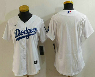 Women's Los Angeles Dodgers Blank White Stitched Cool Base Nike Jersey