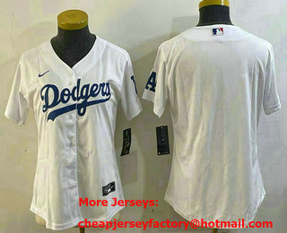 Women's Los Angeles Dodgers Blank White Stitched Cool Base Nike Jersey