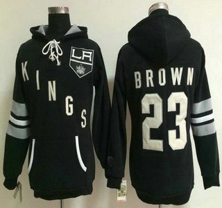 Women's Los Angeles Kings #23 Dustin Brown Old Time Hockey Black Hoody