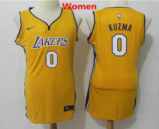 Women's Los Angeles Lakers #0 Kyle Kuzma New Yellow 2017-2018 Nike Swingman NBA Jersey