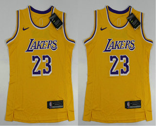 Women's Los Angeles Lakers #23 Anthony Davis Yellow 2019 Nike Swingman Stitched NBA Jersey