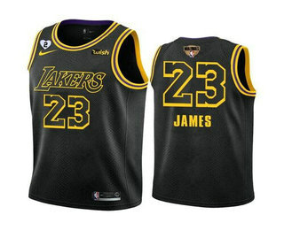 Women's Los Angeles Lakers #23 LeBron James Black 2020 Finals With GiGi Patch Stitched NBA Jersey