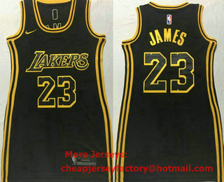 Women's Los Angeles Lakers #23 LeBron James Black 2020 Nike City Edition Stitched Dress Jersey