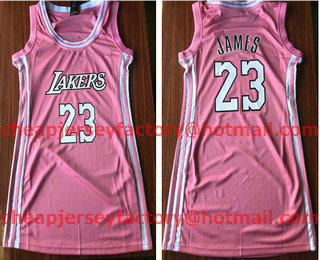 Women's Los Angeles Lakers #23 LeBron James Pink 2018-2019 Nike Swingman NBA Dress Jersey
