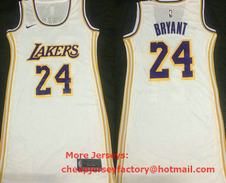 Women's Los Angeles Lakers #24 Kobe Bryant White Nike Swingman Stitched Dress Jersey