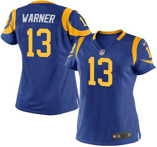 Women's Los Angeles Rams #13 Kurt Warner Royal Blue Alternate Nike Game Jersey