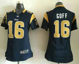 Women's Los Angeles Rams #16 Jared Goff Navy Blue Team Color NFL Nike Game Jersey