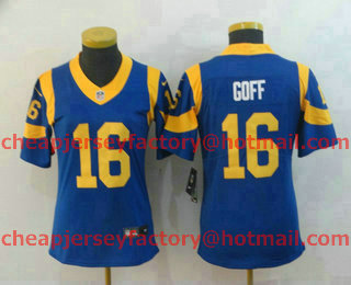 Women's Los Angeles Rams #16 Jared Goff Royal Blue 2017 Vapor Untouchable Stitched NFL Nike Limited Jersey
