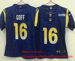 Women's Los Angeles Rams #16 Jared Goff Royal Blue 2020 NEW Vapor Untouchable Stitched NFL Nike Limited Jersey