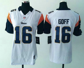 Women's Los Angeles Rams #16 Jared Goff White Road NFL Nike Game Jersey