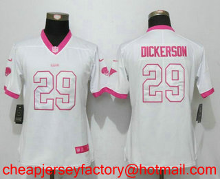 Women's Los Angeles Rams #29 Eric Dickerson White Pink 2016 Color Rush Fashion NFL Nike Limited Jersey