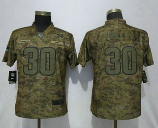 Women's Los Angeles Rams #30 Todd Gurley II 2018 Camo Salute to Service Stitched NFL Nike Limited Jersey