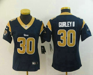 Women's Los Angeles Rams #30 Todd Gurley II Navy Blue 2017 Vapor Untouchable Stitched NFL Nike Limited Jersey