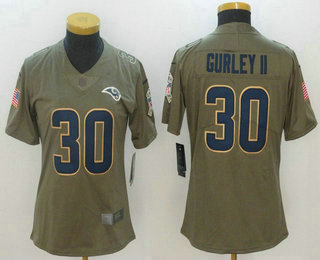Women's Los Angeles Rams #30 Todd Gurley II Olive 2017 Salute To Service Stitched NFL Nike Limited Jersey
