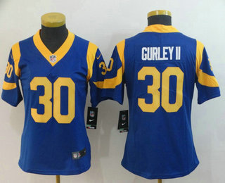 Women's Los Angeles Rams #30 Todd Gurley II Royal Blue 2017 Vapor Untouchable Stitched NFL Nike Limited Jersey
