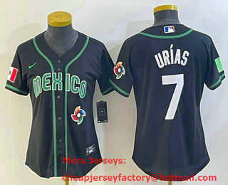 Women's Mexico Baseball #7 Julio Urias 2023 Black World Classic Stitched Jersey 11