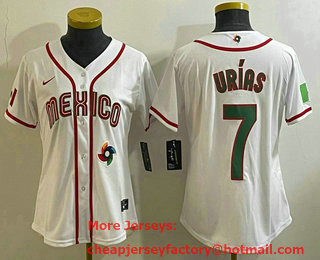 Women's Mexico Baseball #7 Julio Urias 2023 White World Classic Stitched Jersey 11