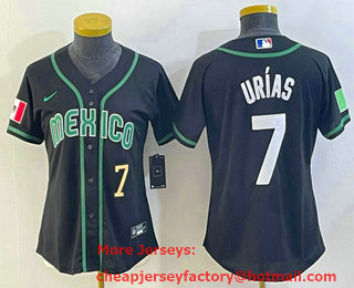 Women's Mexico Baseball #7 Julio Urias Number 2023 Black World Classic Stitched Jersey 17