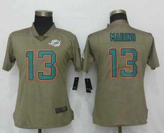 Women's Miami Dolphins #13 Dan Marino Olive 2017 Salute To Service Stitched NFL Nike Limited Jersey